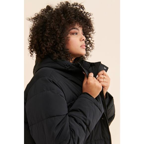 NWT Free People Universal Standard Everest Puffer Jacket XL 14/16 Hooded Black - Picture 2 of 7